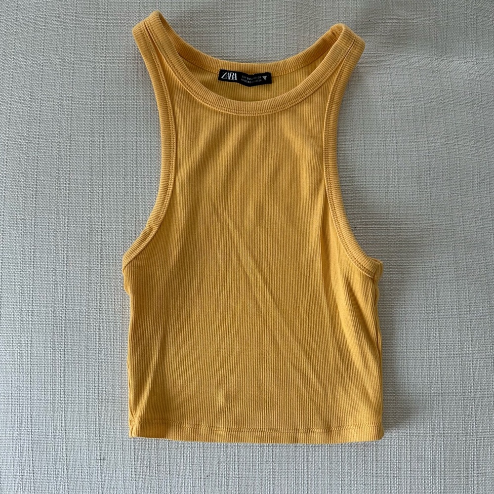 Zara Bright Orange High Neck Tank Top